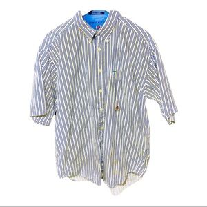 TOMMY HILFIGER BLUE YELLOW PIN STRIPED XL SHIRT